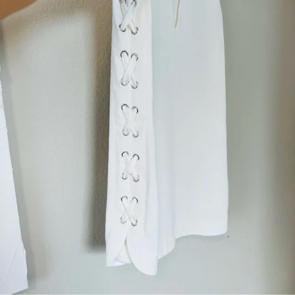 Parker Riviera Lace-Up Sides White Dress Keyhole Neck - Picture 5 of 15